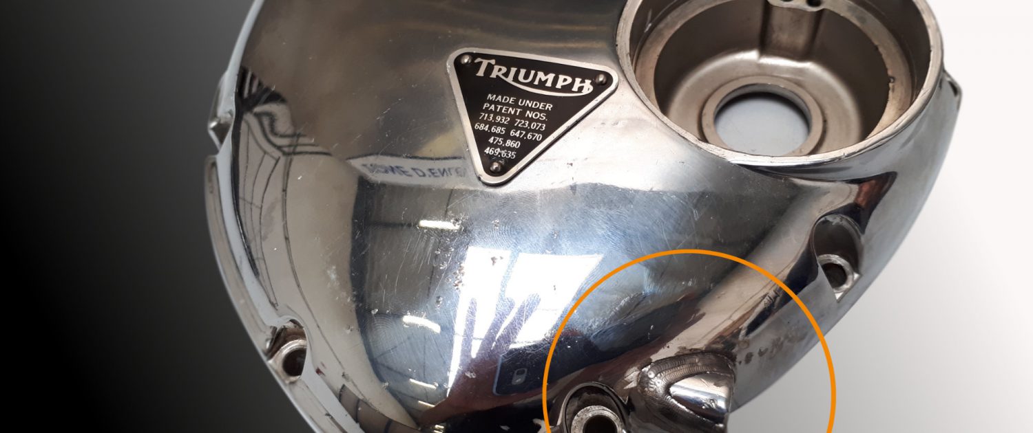 Soudure morceau cassé sur carter poli